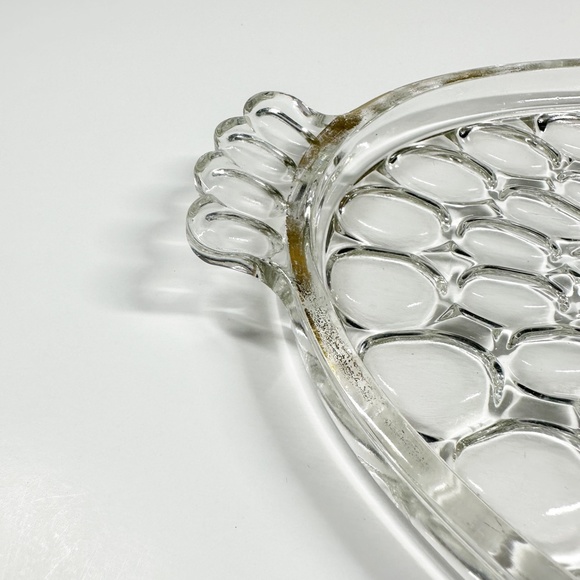 vintage Jeannette 12" Handled glass Tray Thumbprint gold trim platter glassware - Picture 4 of 11